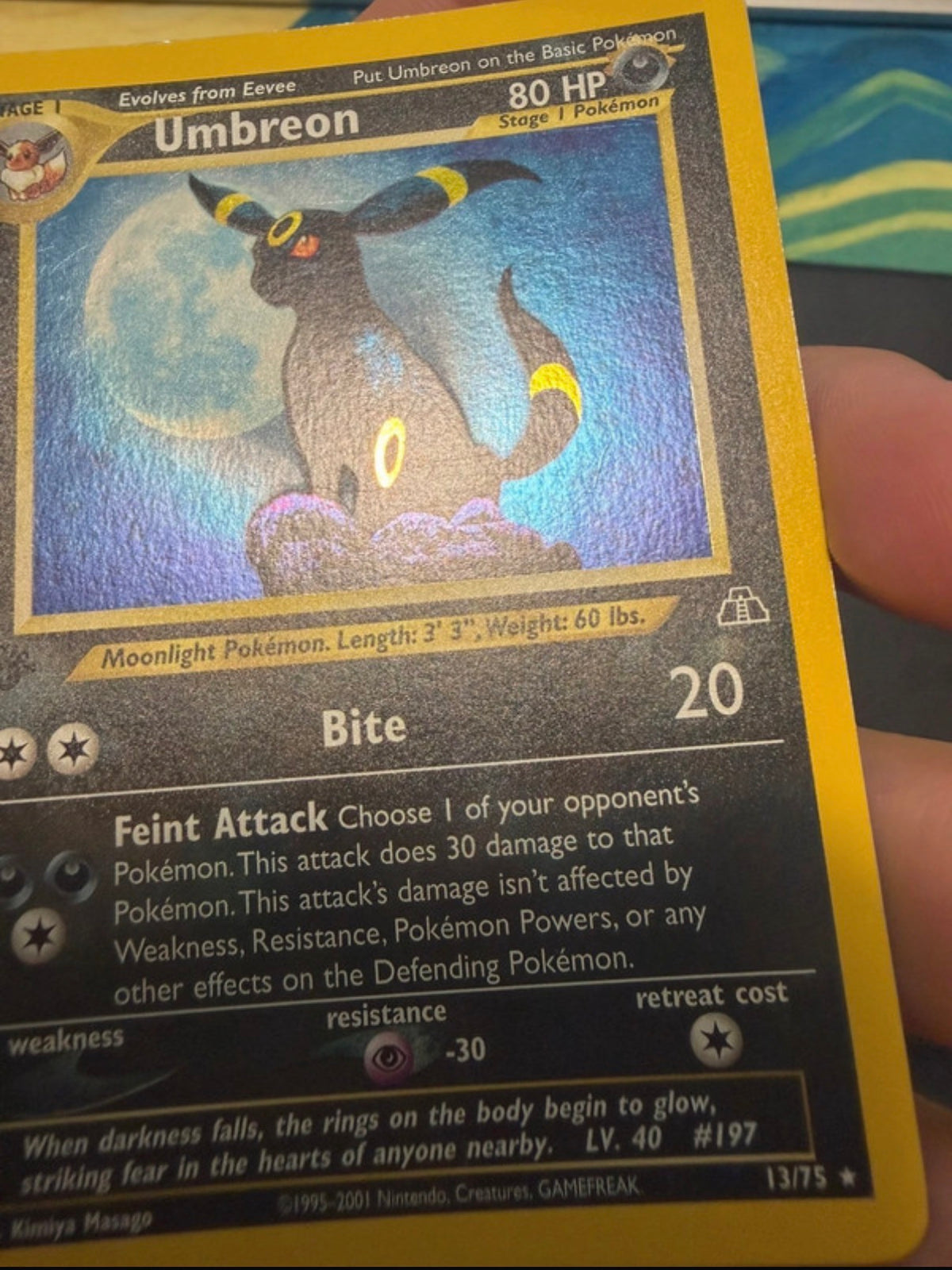 Umbreon neo discovery 1º edizione 13/75 Holo
