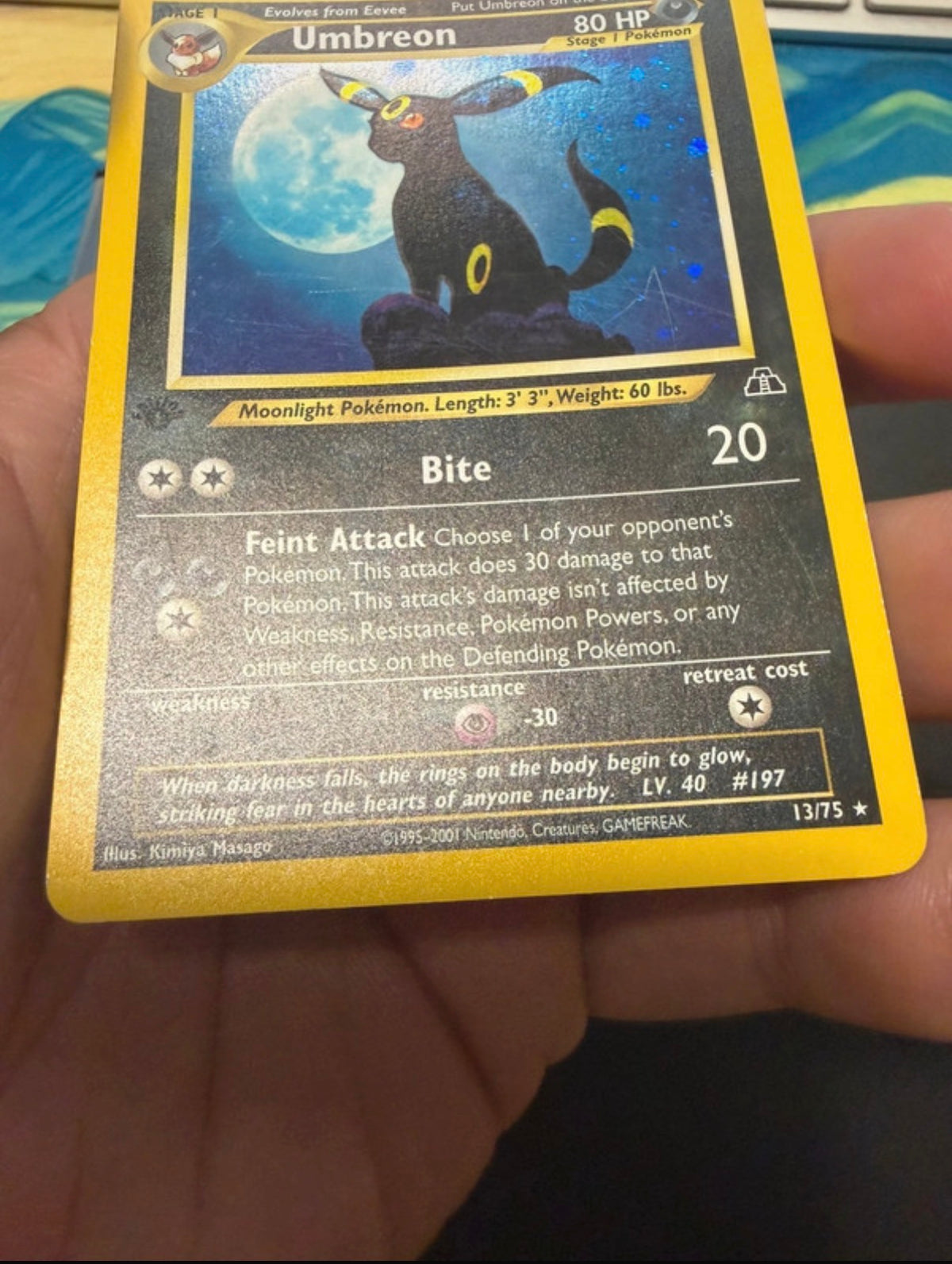 Umbreon neo discovery 1º edizione 13/75 Holo