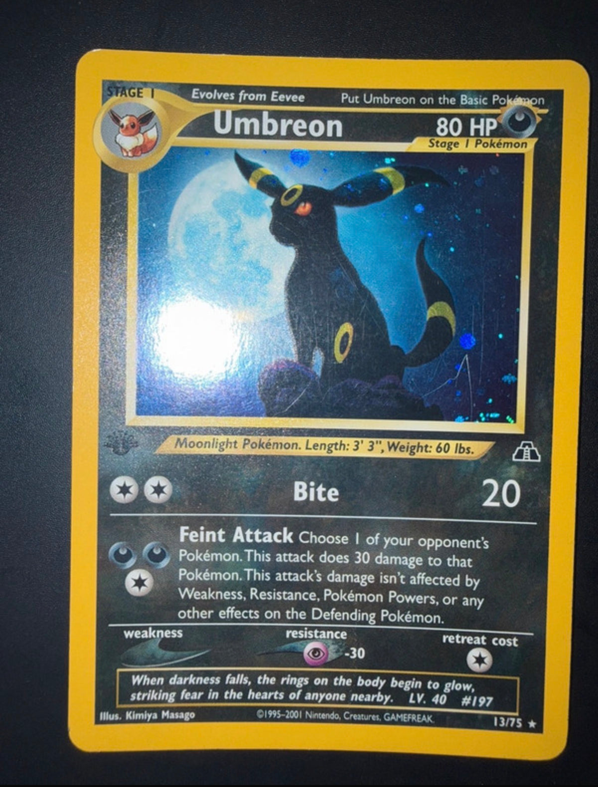 Umbreon neo discovery 1º edizione 13/75 Holo