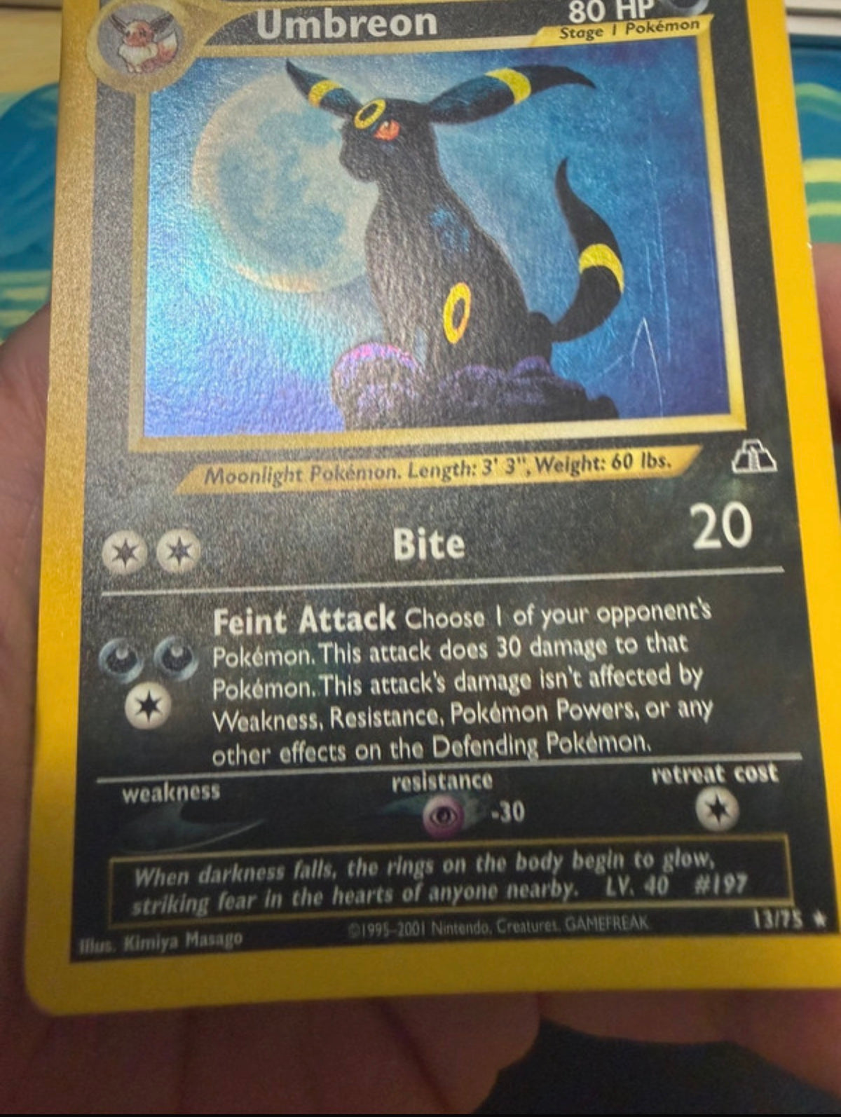 Umbreon neo discovery 1º edizione 13/75 Holo